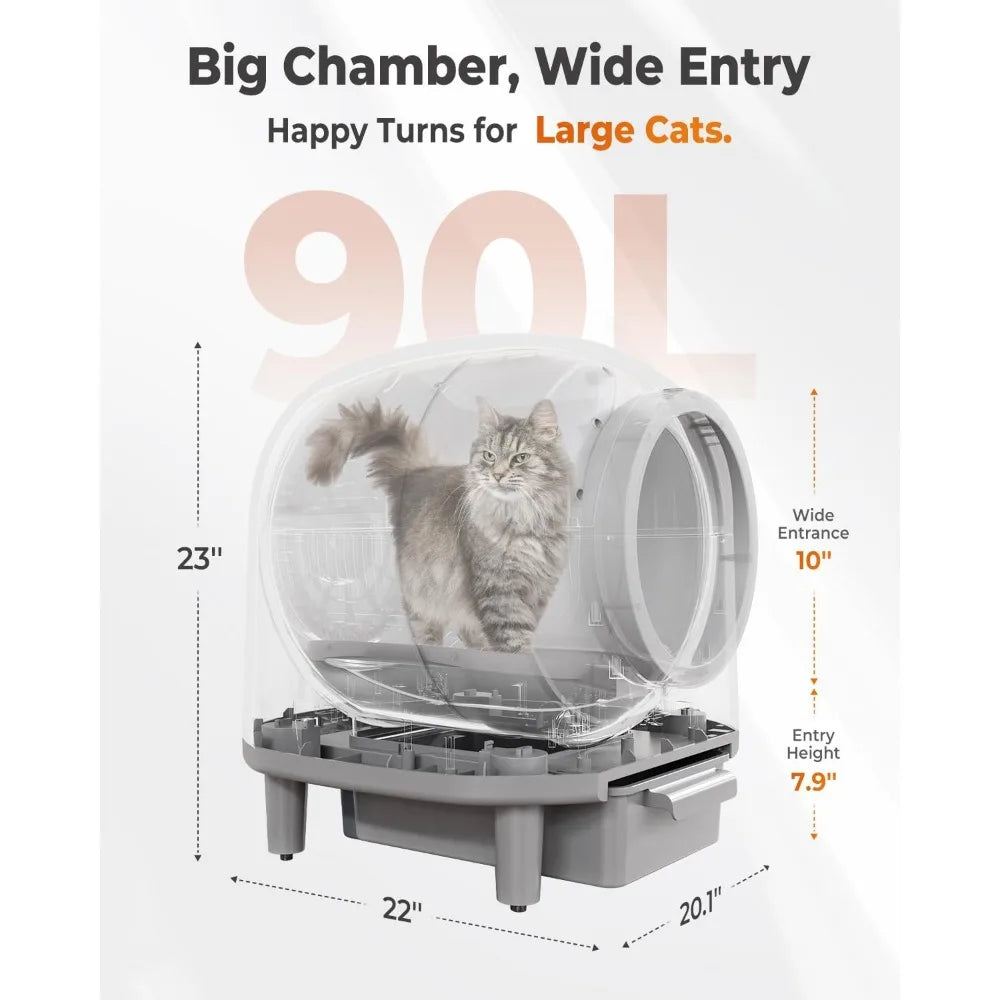 Self Cleaning Litter Box, 100L Large Automatic Cat Litter Box for Multiple Cats, with Smart APP Control, Trap Mat & Ramp,Customi