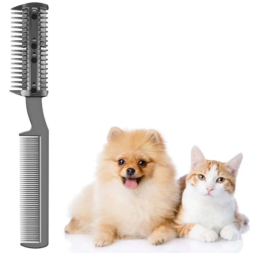 Razor Comb for Dogs Cats with 1pcs Extra Blades, Pet Razor Comb 2 in 1 | Trimming & Grooming, Dog Cat Brush