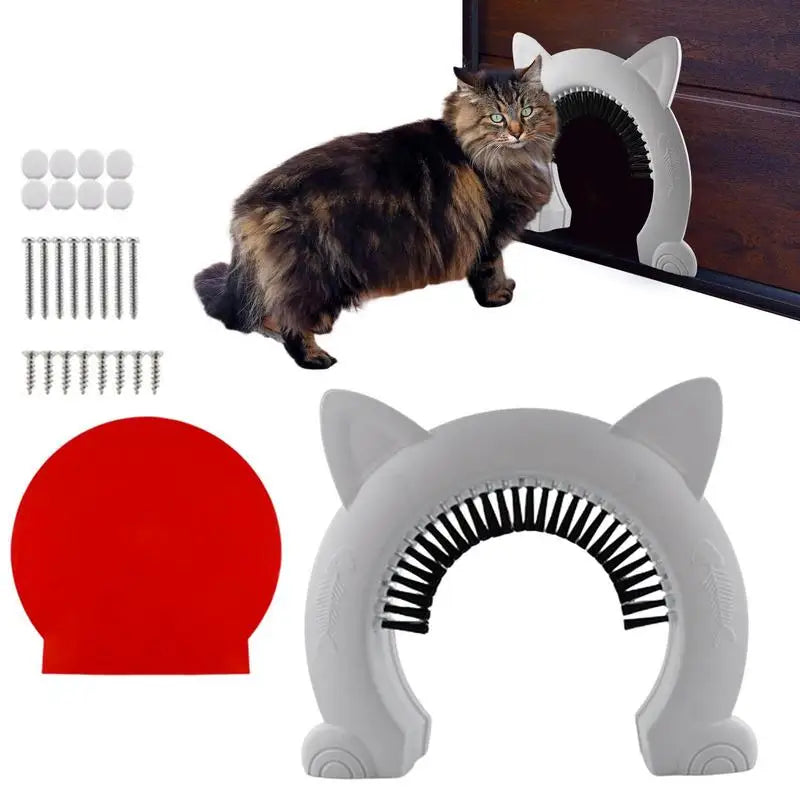 Pet Cat Dog Door Hole Access Direction Controllable Toy For Pet Training Dog Cats Kitten ABS Pet Gate Door Kit with Clean Brush