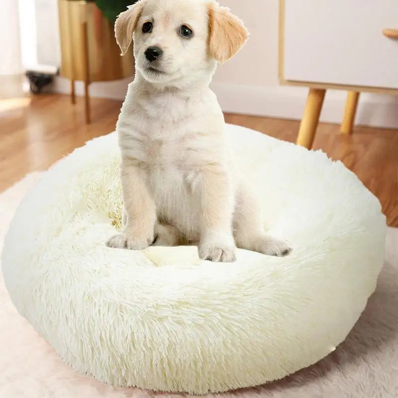 Round Dog Bed Soft Plush Pet Beds USB Heating Donut Round Beds for Dog Cat Comfortable House Pet Supplies Accessories