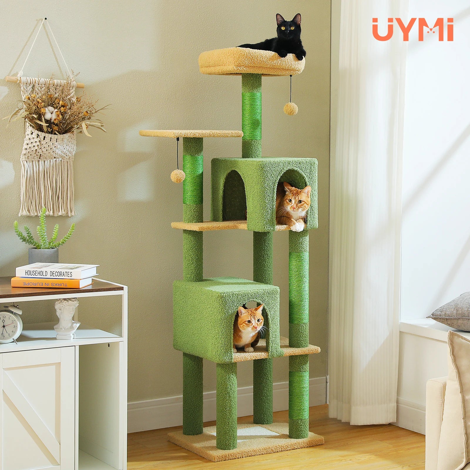 Multi-Level Cat Tree for Indoor Large Cat Tower with 2 Spacious Condos Scratching Posts Scratching Pad Cat Accessories Cat Toys