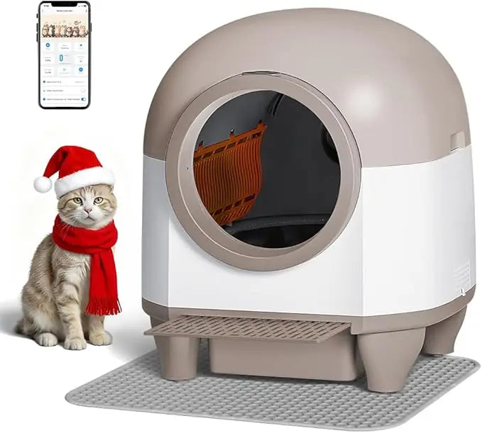Smart Self-Cleaning Cat Litter Box, 90L High-Capacity, Multi-Cat Home, App-Enabled Safety, Litter Mat & Bag Included (Gray)