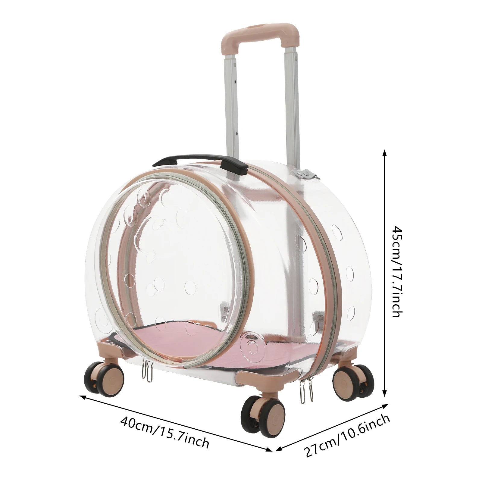 Breathable waterproof, Adjustable Cat Carrier with Rolling Wheels for cats weighing up to 19.84 lbs