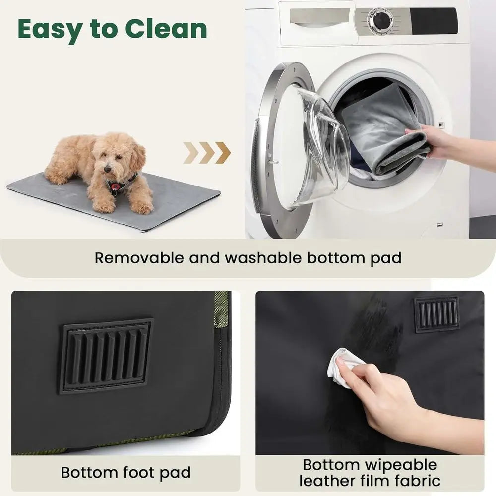 Lightweight Foldable Dog Carrier, 24x17.7x20.5in, Portable Breathable Crate, Easy Assembly, Green Travel Pet Carrier for Indoor