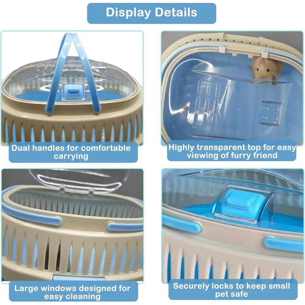 Hamster Carrier Guinea Pig Carrier 13 X 11 X 8 In Portable Hamster Travel Cage with Ventilation Holes Outdoor Small Animal Carri