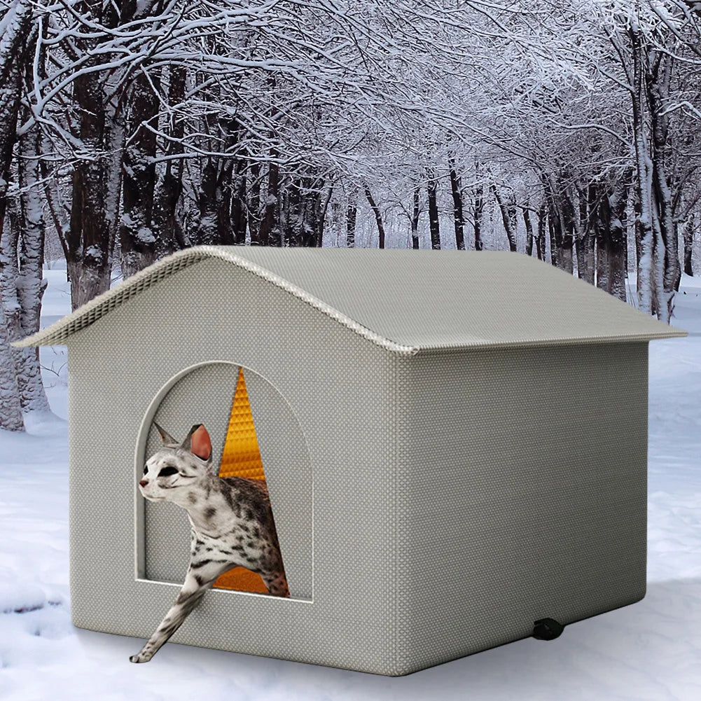 Stray Cat's House Waterproof Outdoor Feral Cats House Enclosed Pet Tent Cold Resistant Pet House Winter Warm for Winter Tent Bed