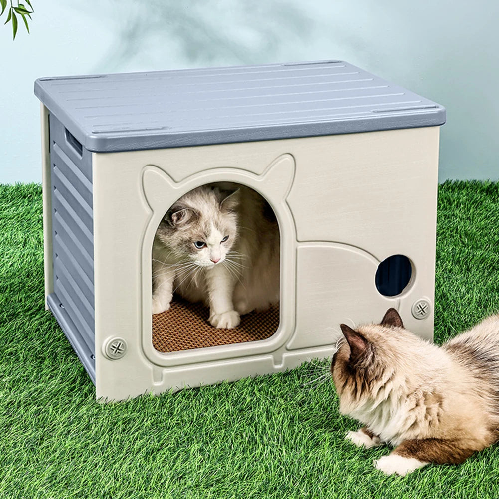 Stray Cat House Outdoor Rainproof Shelter Winter Warm Cozy Pet Cave Sleeping Beds Foldable Washable for Small Pets Supplies