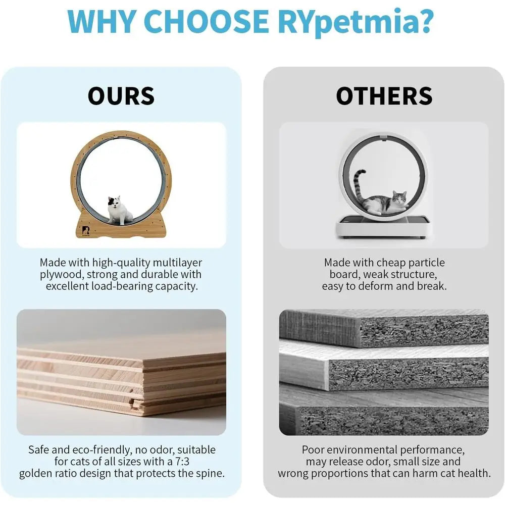 Indoor Silent Cat Exercise Wheel, 43 Non-Tip, Supports Up to 55 lbs, Easy Assembly