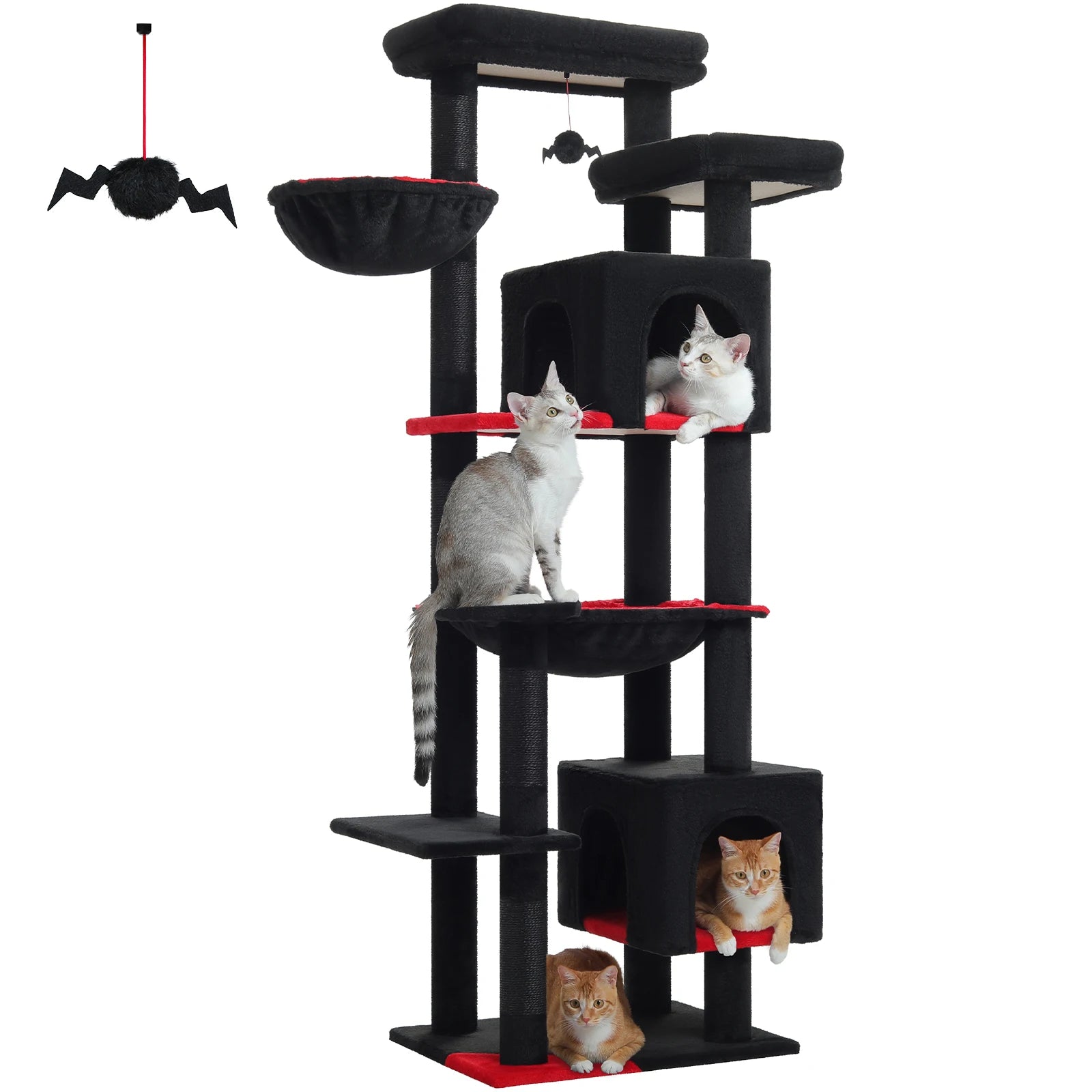 Gothic Cat Tree Black Cat Tower with Comfortable Condo,Natural Sisal Cat Scratching Post Perfect for Indoor Cats,Cat Accessories