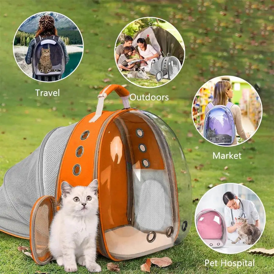 Backpack Carrier Back Expandable Bubble Pet Carrier Backpack for Large Cat, Kitten and Dog, Designed for Hiking, Travelling and