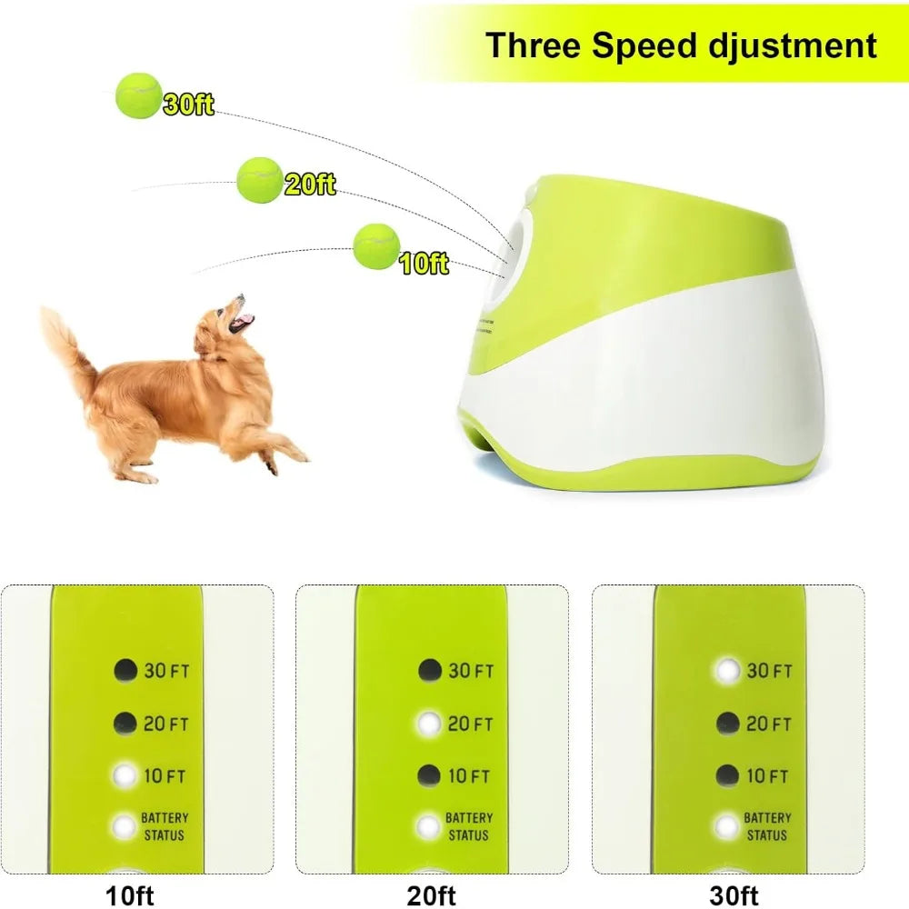 Automatic Dog Launcher for Small Dogs, Fetch Machine with 9 Tennis Balls, 10-30ft Range, Indoor/Outdoor Use, Yellow-Green, Ideal