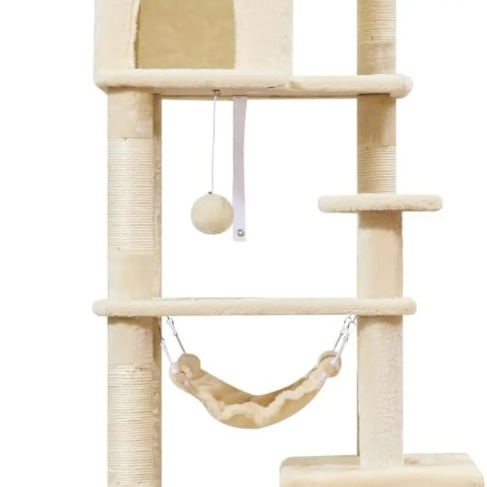 Taoqimiao Cat Tree, 68-Inch Cat Tree Cat Tower for Indoor Cats, Plush Multi-Level Cat Condo with 6 Scratching Posts, 2 Perches,