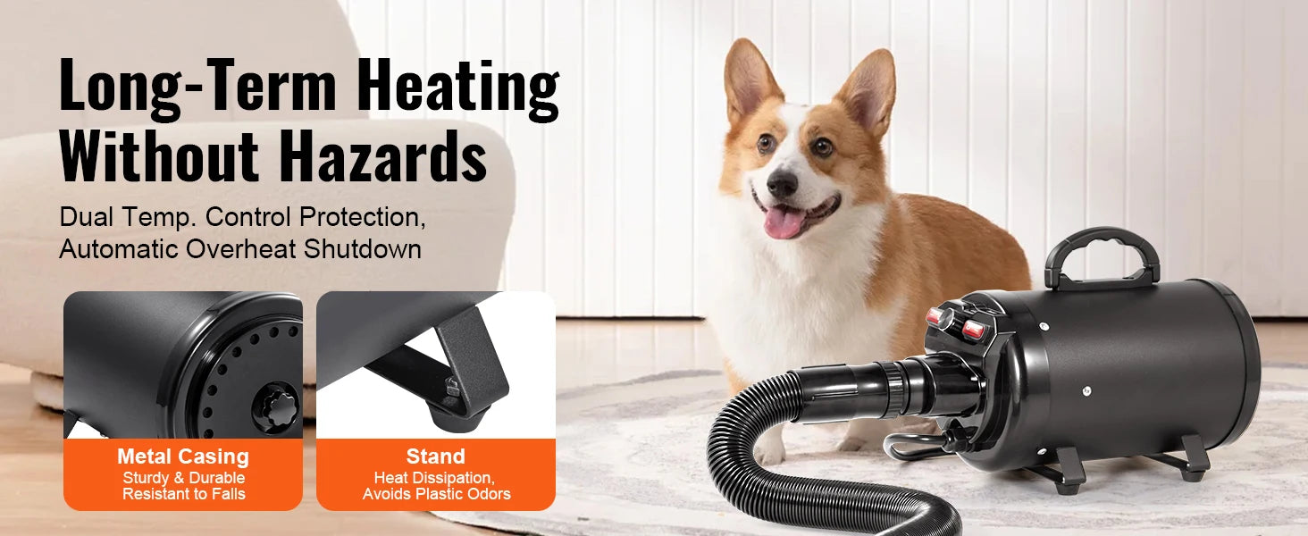 SucceBuy Dog Dryer, 2000W/2.7HP Dog Blow Dryer, Pet Grooming Dryer with Adjustable Speed and Temperature Control, Pet Hair Dryer