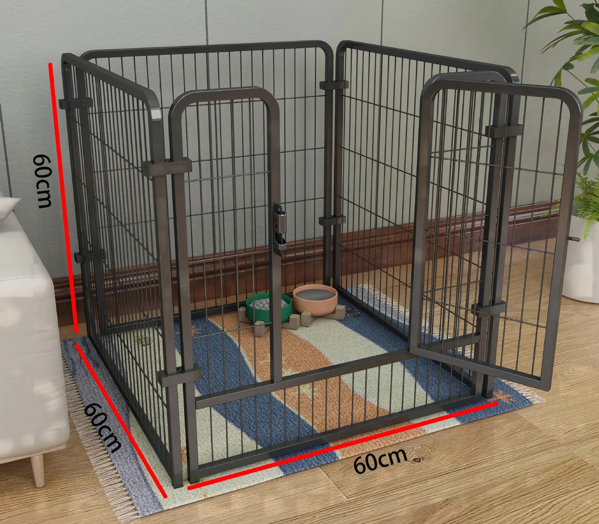 4/6 Panels Dog Fence Playpen Foldable Puppy Exercise Kennel Teddy Animal Escape Barrier Heavy Duty Cage for Dog Cat Rabbit Pet
