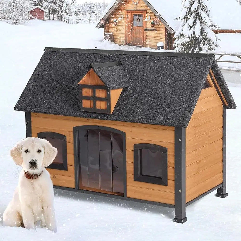 All-Weather Metal Dog House: Waterproof Indoor/Outdoor Kennel for Small to Large Dogs