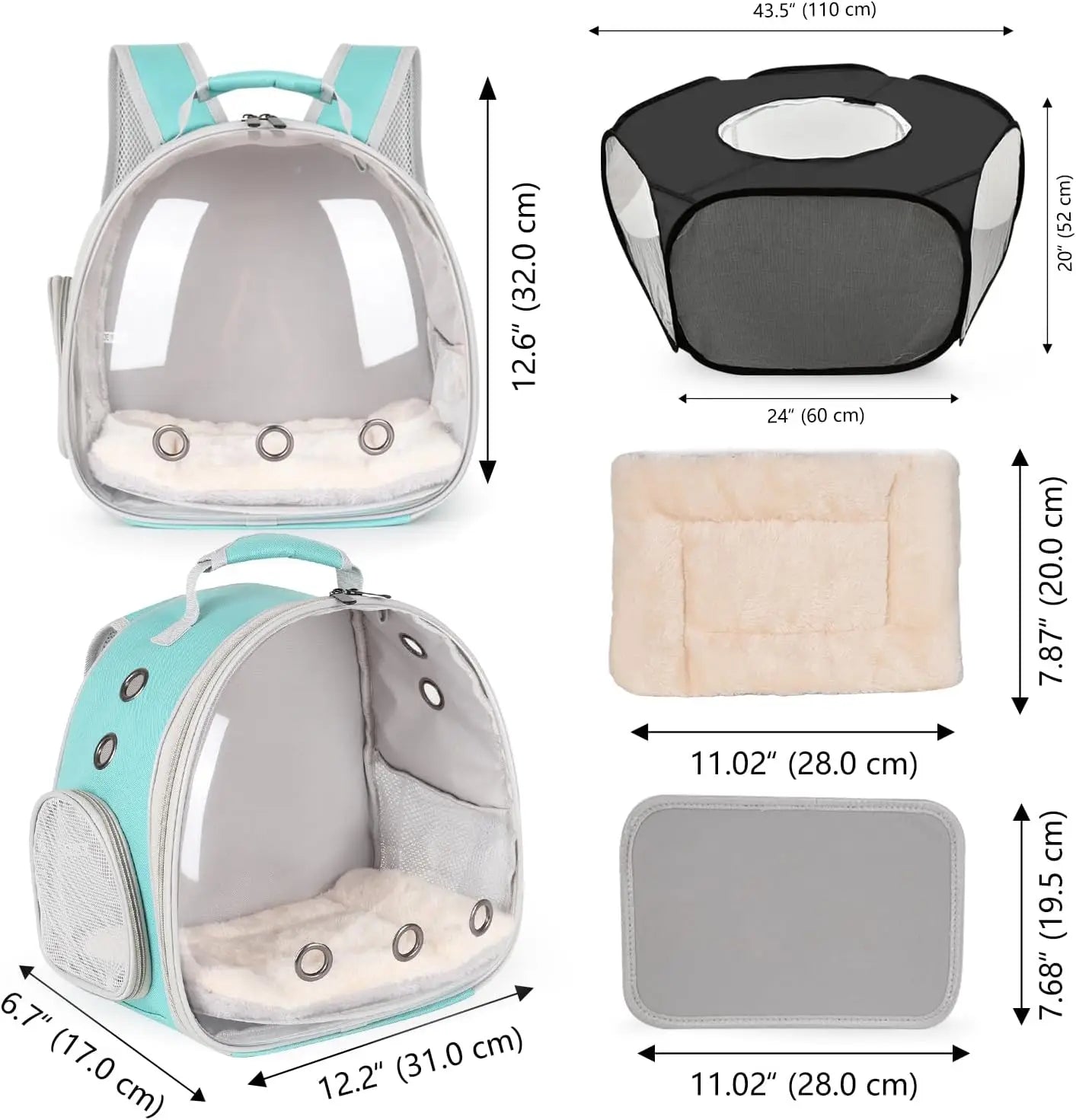 2-Pack Guinea Pig Carrier Backpack with Lid and Pop Open Playpen, Portable Small Animal Cage for Rabbits, Chinchillas