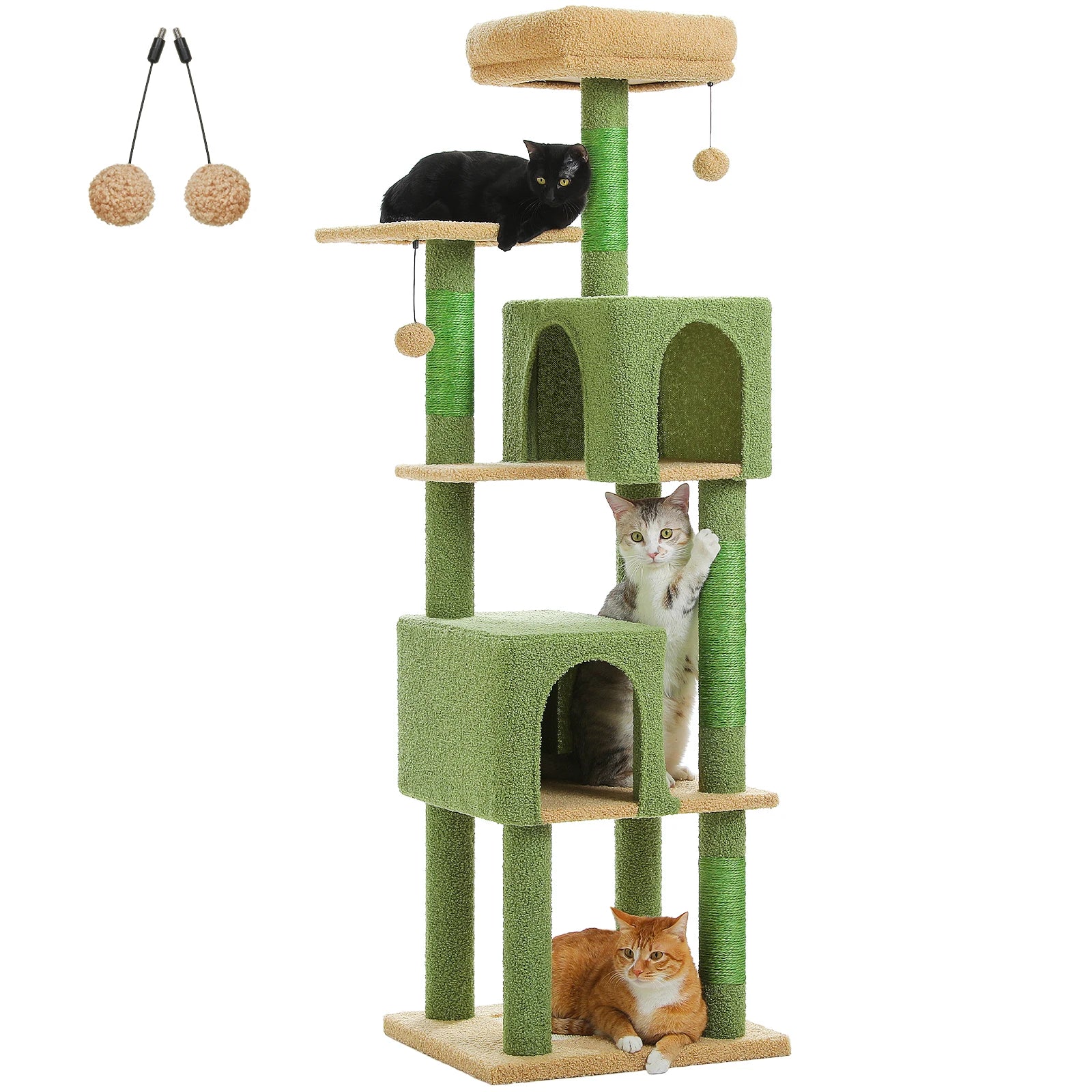 Multi-Level Cat Tree for Indoor Large Cat Tower with 2 Spacious Condos Scratching Posts Scratching Pad Cat Accessories Cat Toys