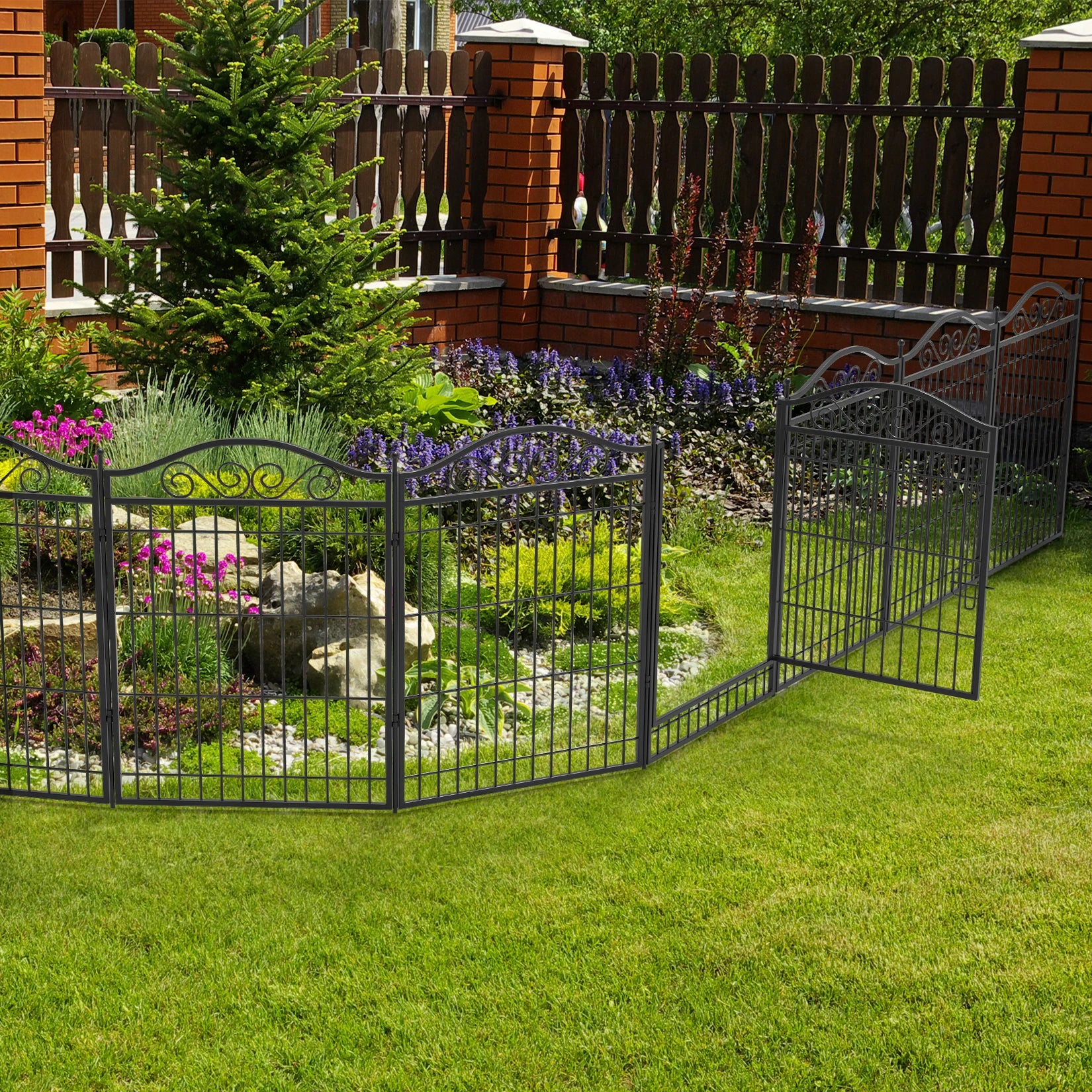 Heavy Duty Metal Dog Playpen Foldable 8 Panels Pet Animal Dog Kennel Pen Fence with Gate for Indoor Outdoor