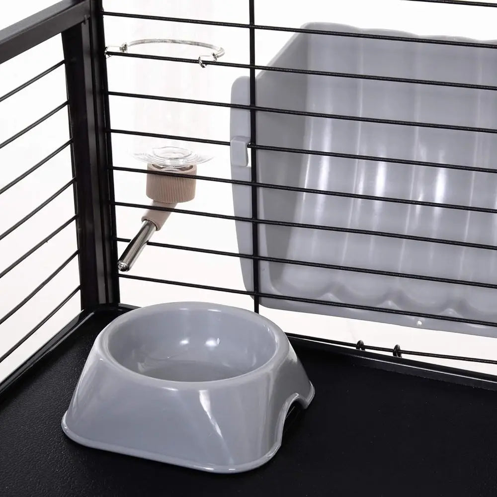 Small Animal Cage with Foldable Run Area, Rolling Bunny Cage, Guinea Pig Cage, Hedgehog Cage with Water Bottle, Water Bowl, and