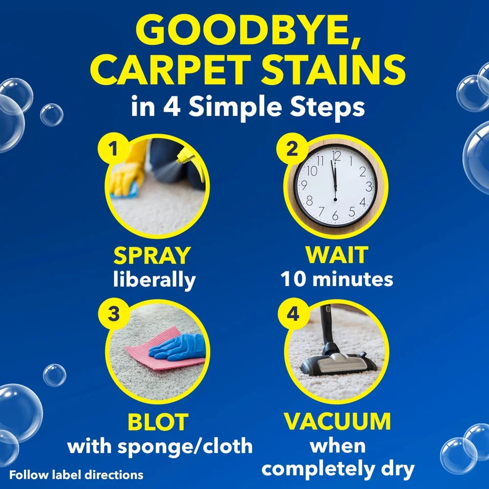 Carpet Rug Stain Remover Spray Deep Clean Pet Messes Food Stains Freshener Oxygenation Process Spot Cleaner Household Solution