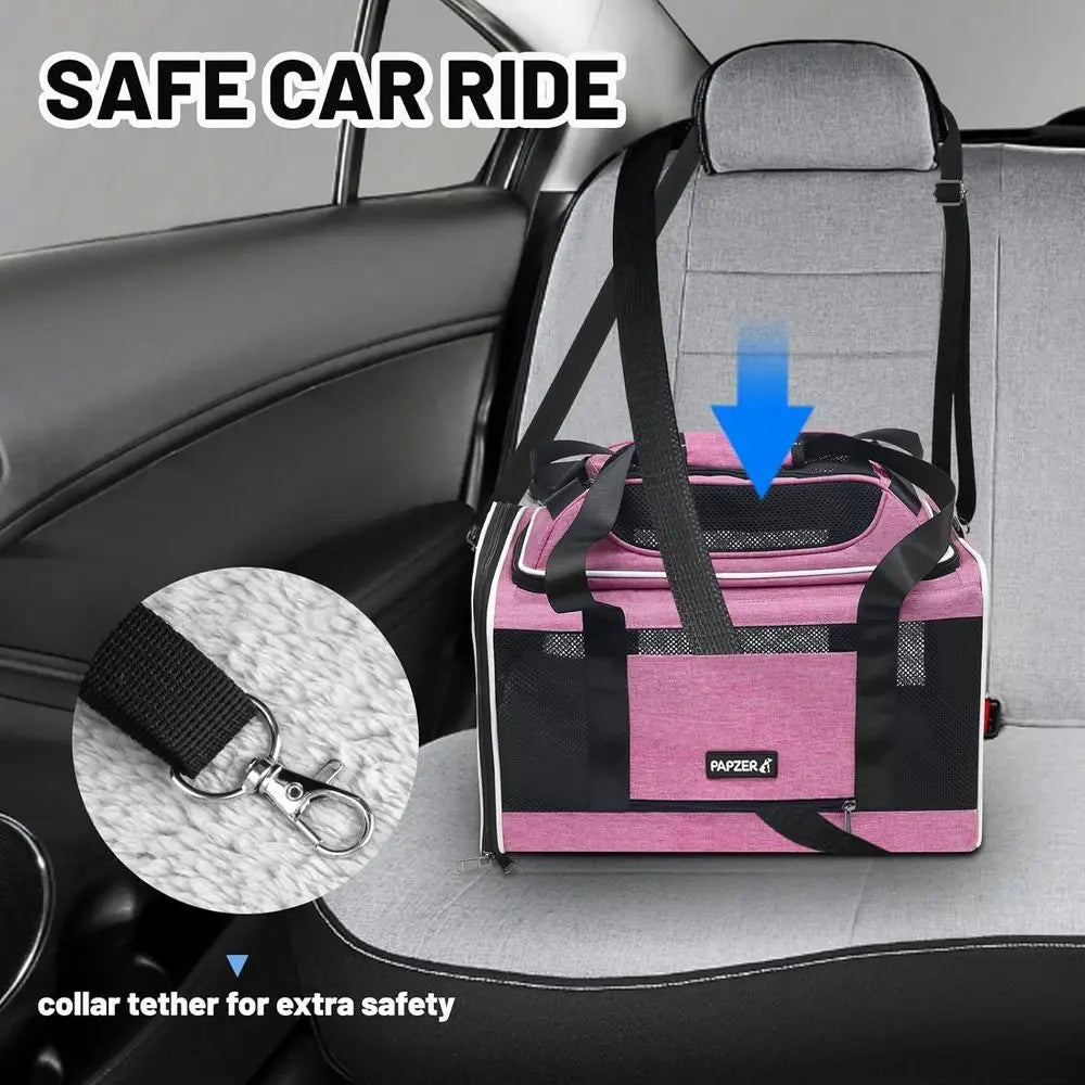 Compact Soft-Sided Airline Approved Pet Carrier for Cats & Dogs, Under-Seat Cabin Bag, TSA Compliant, Pink