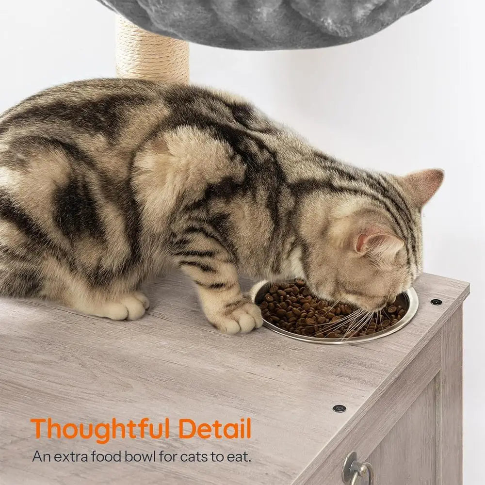 HOOBRO Cat Tree with Litter Box Enclosure, 44" Tall Wooden Cat Tower with Scratching Posts, Cat Hammock, Hidden Litter Box Furni