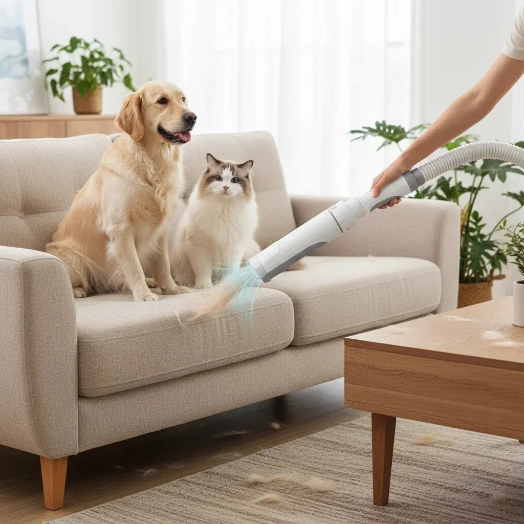 Pet Grooming Vacuum Kit with 2L Dust Cup, 3 Suction Modes & 5 Grooming Tools for Dogs and Cats