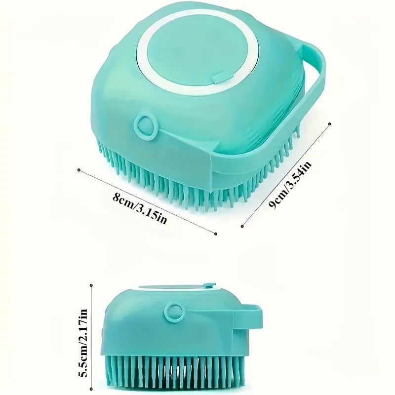 Pet Bathing Brush  - Silicone Massage Scrubber for Cats & Dogs, Gentle Lather Maker, Waterproof & Easy Clean (Blue/Green)