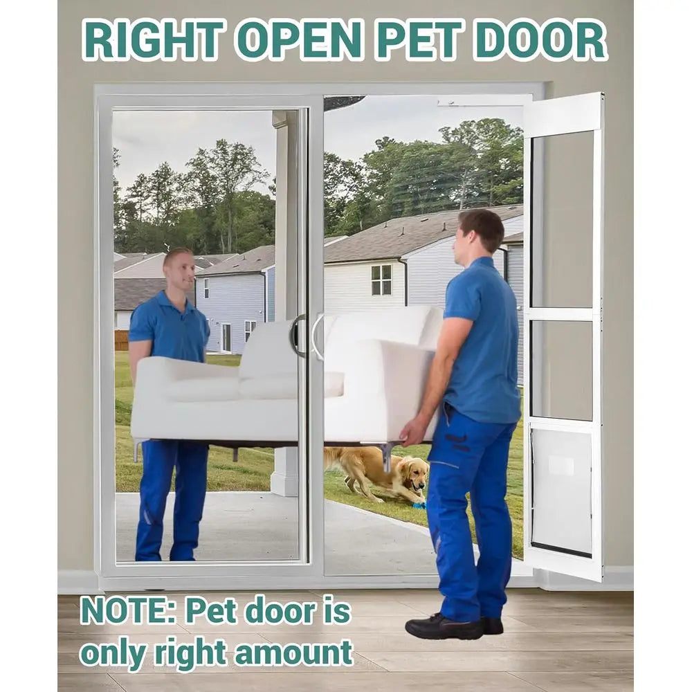 96" Extra Large Dog Door for Sliding Glass Door - XL Doggy Door for Sliding Door Dog Door Insert - Right Open Amount from Inside