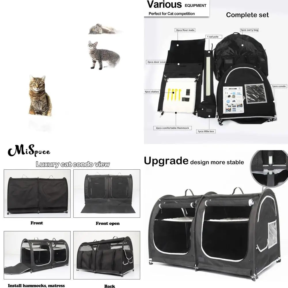 Collapsible Pet Carrier for Cats: Travel Carrier with Hammock, Mat, Litter Box & Carry Bag