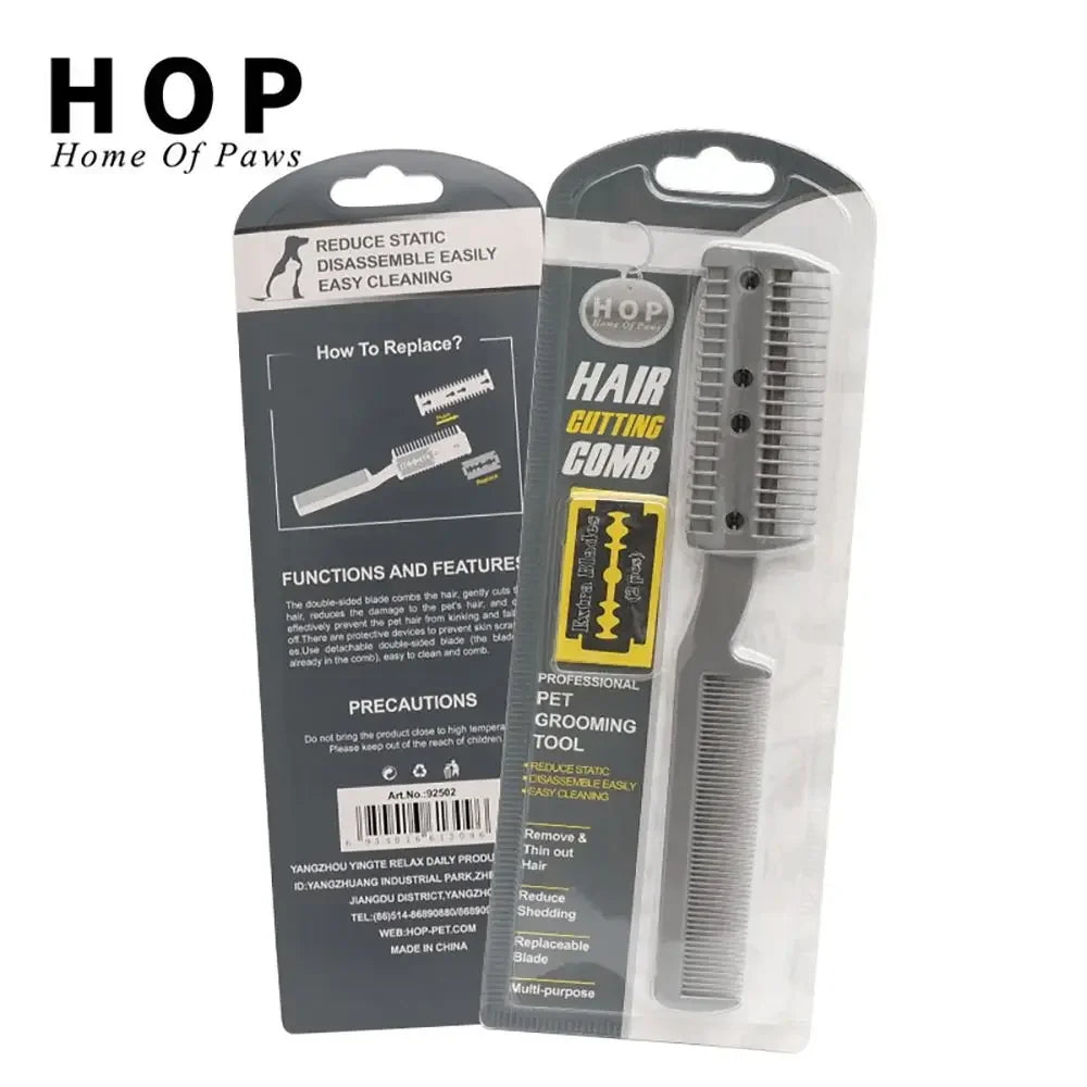 Razor Comb for Dogs Cats with 1pcs Extra Blades, Pet Razor Comb 2 in 1 | Trimming & Grooming, Dog Cat Brush