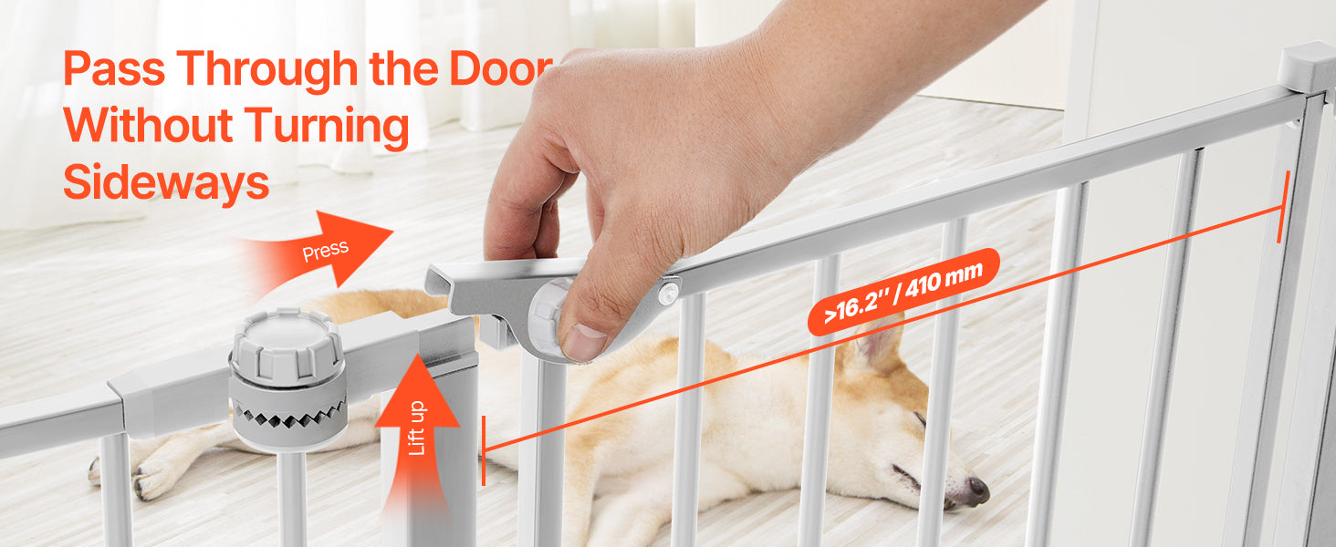 VEVOR Baby Gate 28/30/36 Inches High Dog Gate Easy Step Walk Thru Child Pet Security Pressure Mount Kit Wall Cups Doorways