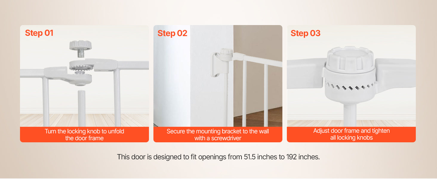 VEVOR Baby Gate 28/30/36 Inches High Dog Gate Easy Step Walk Thru Child Pet Security Pressure Mount Kit Wall Cups Doorways