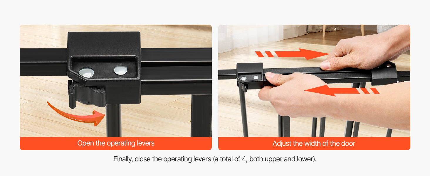 VEVOR Baby Gate 29.5-43 Inches Adjustable Width 28 Inches High Dog Gate No Threshold Bar Easy Step Walk for Child Pet Security