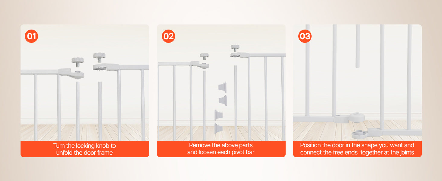 VEVOR Baby Gate 28/30/36 Inches High Dog Gate Easy Step Walk Thru Child Pet Security Pressure Mount Kit Wall Cups Doorways