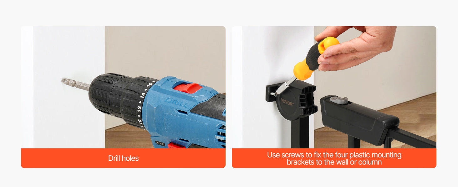 VEVOR Baby Gate 29.5-43 Inches Adjustable Width 28 Inches High Dog Gate No Threshold Bar Easy Step Walk for Child Pet Security