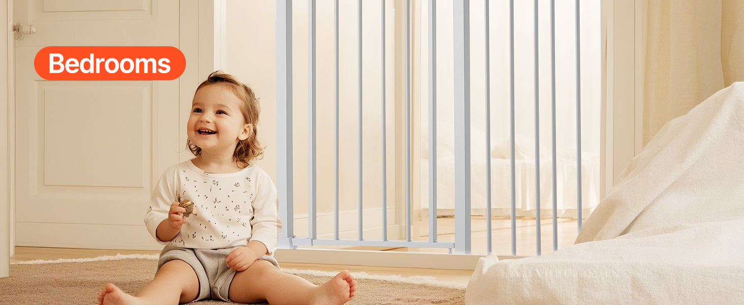 VEVOR Baby Gate 28/30/36 Inches High Dog Gate Easy Step Walk Thru Child Pet Security Pressure Mount Kit Wall Cups Doorways