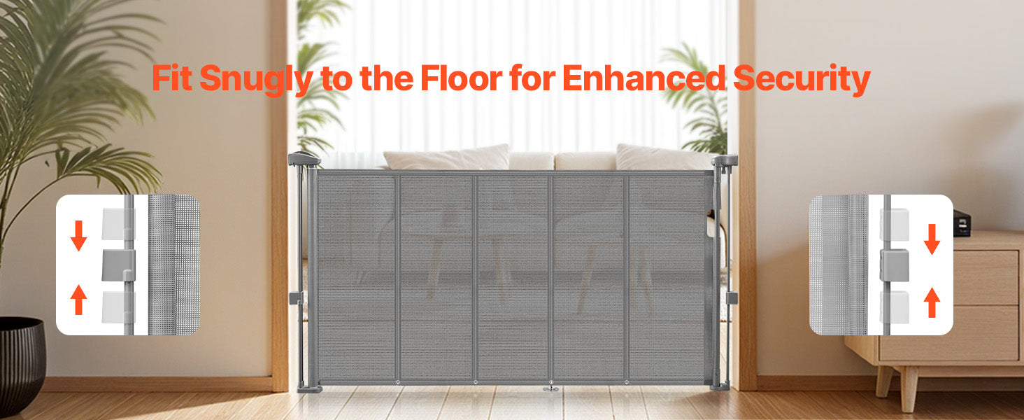 SucceBuy 55/71/110in Retractable Baby Gate 34in Tall Extends Wide Retractable Gate for Kids Pets Mesh Material Easy to Install